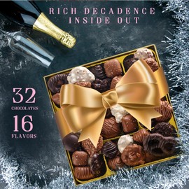 Christmas Gourmet Chocolate Gift Box | Assorted Chocolates Variety Snack Basket, Food Arrangement Platter, Birthday Present, Holiday, Corporate Parties, Candy Gifting Idea, Him, Her, Men Women, Family (Pink)