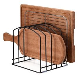 ziroland 5-Slot (One Size Slot) Cutting Board Organizer, Bakeware Organizer, and Kitchen Cabinet Organizer for Baking Trays and Cookie Sheets - Black