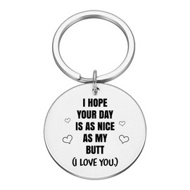 Boyfriend Gift, I Hope Your Day Is As Nice As My Butt Keychain, Hand Stamped, Couples Keychain, Birthday Gift #K60