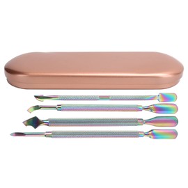 Nsxayiwe Cuticle Pusher, 4 Pieces, Cuticle Pusher, Stainless Steel, Cuticle Pusher, Cuticle Remover, Manicure Stick, Nail File, Compatible with Fingernails, Toenails, Professional