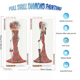 SHARPDRILL Diamond Painting Picture Set, 2 Pack DIY 5D Full Drill Cross Stitch Embroidery Painting Kits, Lady Women Painting Children Adults Gifts for Bedroom Living Room Decor (30 x 60 cm)