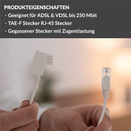 COXBOX 20 m DSL Kabel Fritzbox, Speedport, Easybox - TAE Kabel RJ45 weiß - VDSL ADSL WLAN Router-Kabel mit Twisted Pair für eine zuverlässige Verbindung