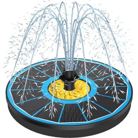 Yzert Solar Fountain for Bird Bath, 3.5W Upgraded Solar Bird Bath Fountain with 4 Fixed Pipes 7 Nozzles No Battery, Solar Fountain Pump for Bird Bath Small Ponds Pool Outdoor(Blue)