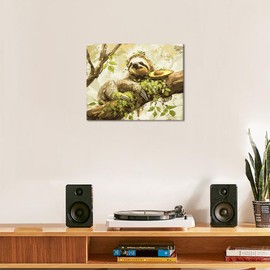 TISHIRON Paint by Numbers Set for Adults, Animals, Painting by Numbers Art, Sloth on the Tree, Painting by Numbers, Butter and Fruit Trees with Sloths, Paint by Numbers, 16 x 20 Inches