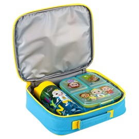 Zawadi Global Cocomelon Kids Childrens Lunch Box Set – Insulated Lunch Bag, Multicompartment Lunch Box & 540ml Water Bottle - School Travel Lunch Food Set, BPA Free
