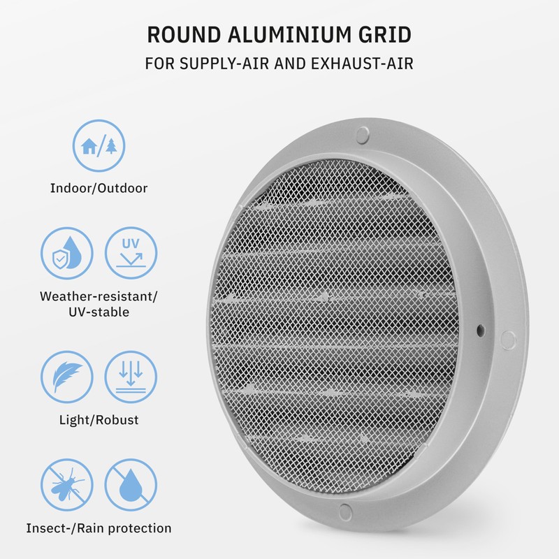 calimaero® WSGG 5" Inch Gray Round Metal Air Vent Grill