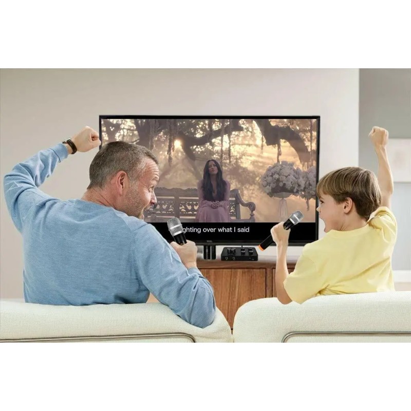 Rybozen Karaoke Microphone Mixer System Set with Dual UHF Wireless