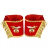 MASONIC SHRINER RED GAUNTLETS CUFFS SHRINERS BULLION HAND EMBROIDERED FRINGE