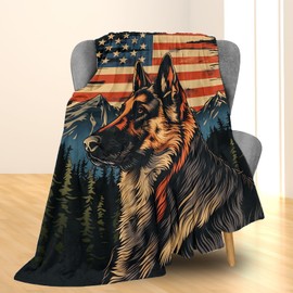 Ti Caldi German Shepherd Blanket - Soft Cozy Lightweight Dog Flannel Throw Blanket for Adults Kids Men Boys, Warm Fuzzy Blankets for Couch, Bed, Travel, Outdoor Use 50×40 in