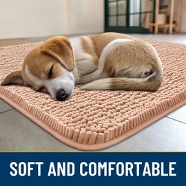 Smiry - Tapete para puerta de perro para patas fangosas, 30 x 20 pulgadas, absorbe la humedad y la suciedad, antideslizante, lavable, de secado rápido, felpilla para puerta delantera, entrada interior