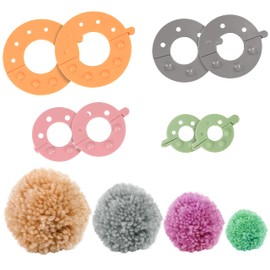 Curtzy Plastik Pompom Maker Set (4Stk) – 4 Größen 3,5/5,5/7/9cm Pompom Maker Wiederverwendbar – DIY Bommel Maker zum Pompoms Basteln Kinder & Erwachsene, Pompon Maker Puschel Basteln mit Wolle & Garn