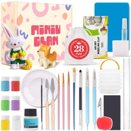 WVSAFV Air Dry Clay for Beginner, Clay Kit: Includes Sculpting Tools, Gloss Varnish, Paint Brushes, Guide& More - Arts Crafts, Gift