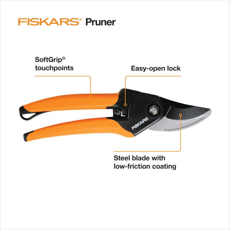Fiskars Bypass Pruning Shears, 5/8-Inch Cut Capacity SoftGrip Hand Pruner