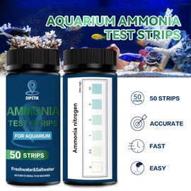 DIPSTIK Ammonia Test Strips for Fish Tank,Feshwater & Saltwater Aquarium Water Test Kit (50)