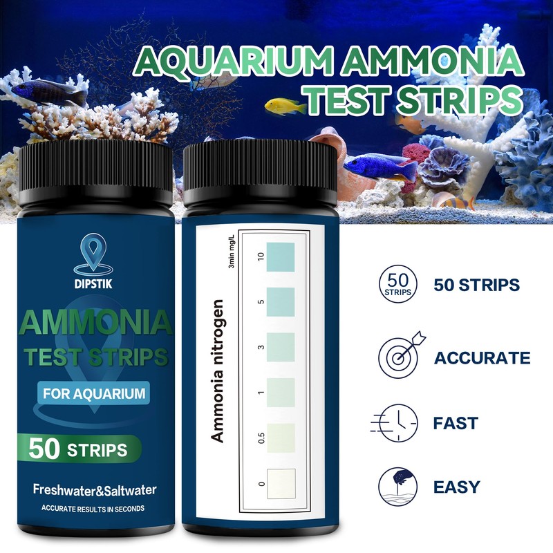 DIPSTIK Ammonia Test Strips for Fish Tank,Feshwater & Saltwater Aquarium
