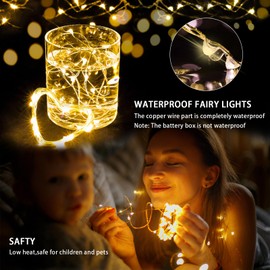 chzk 8 Pack LED Fairy Lights Battery Operated, 7Ft 20LED Mini String Lights Waterproof Twinkle Lights Firefly Starry Moon Lights for Mason Jars Wedding Christmas Party Bedroom Decor