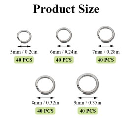 SagaSave Edelstahl-Angelringe, 200 Stück, verschiedene Größen, Metall, solide Kreisköderverbinder, Angelhaken, Köder, Ringe, Jigg-Angelhaken, Angelköder, Ringverbinder (mit Zange)