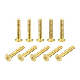 uxcell Flat Head Socket Cap Screws, M2.5-0.45 x 16mm Brass Inner Hex Drive Fasteners Bolts 24Pcs