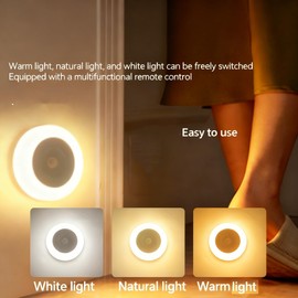 Iwinna Motion Sensor Night Light, Rechargeable, 3 Color Modes Nightlight, Ideal for Kids, Stairs, Bathroom, Hall, Cruise (2 Pack)