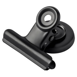 LELADY Magnetic Clip, Pack of 12 Magnetic Clips, 50 mm Fridge Magnets, Magnetic Metal Clip, Strong Magnets for Magnetic Board, Fridge, Photo, Home, Office (Black)