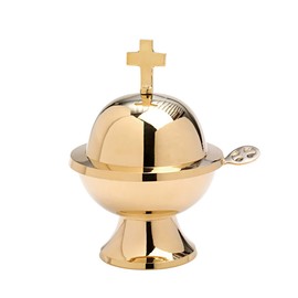 NKlaus Ship with Cross Spoon Storage Incense Barrel Brass Gold Decoration 7560