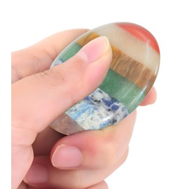 Thumb Worry Stone for Anxiety Relief 7 Chakra Crystals and Healing Stones Meditation Accessories Natural Life Stress Relief Gifts Oval Chakra Stone Depression Relief Items for Women
