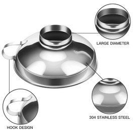 Voarge Stainless Steel Funnel, Kitchen Funnel, Large Opening Gourmet Jam Funnel, Stainless Steel Filling Funnel for Transfer of Liquids and Food (Silver, L)