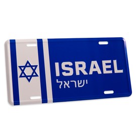 Pickwicks Israel Flag License Plate - 3D Embossed Blue & White Metal Israel Car Tag Sign Aluminum