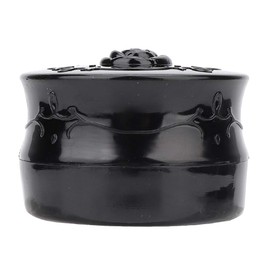 Empty Loose Powder, Powder Puff Container Vintage Rose Empty Makeup Loose Powder Dispenser Box Cosmetic Case With Powder Puff Black (Black) Powder Puff And Container