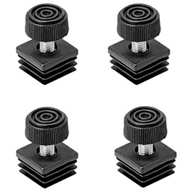 4-Pack Furniture Leveler Chair Leg Leveling Feet Square Tube Insert Kits 25 x 25mm M8 Threaded Furniture Feet End Caps, Black