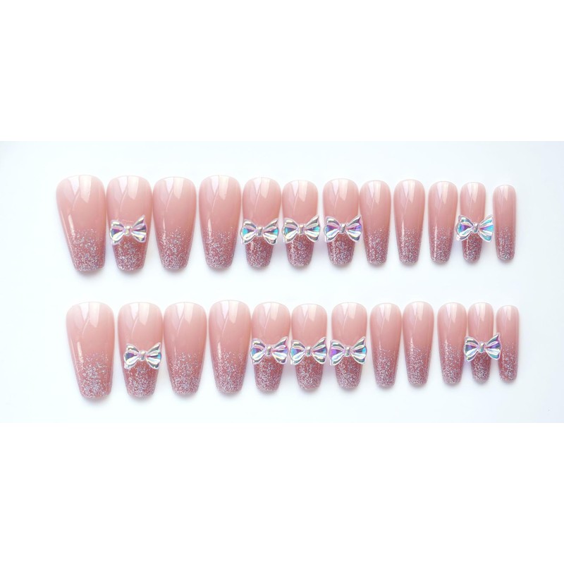 Nail Tip, Long Nail Tip, 24 Pieces, Glitter, Glossy, 3D,