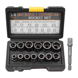 Tiardey 14Pcs Impact Bolt Nut Remover Set Nut Extractor Socket Remover with Hex Adapter Extraction Socket Set for Removing Bolts and Nuts