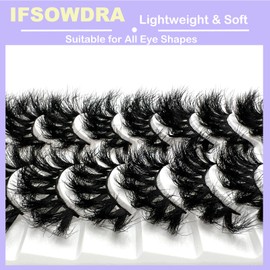 IFSOWDRA Mink Lashes D Curl Full Volume Dramatic Fake Lashes Wispy False Eyelashes Natural Look 18mm Long Strip Lashes 3D Mink Cat Eye Lashes Pack