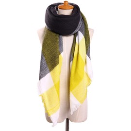 Boolavard Plaid Cashmere Feel Classic Soft Luxury Winter Scarf for Men and Women, gray