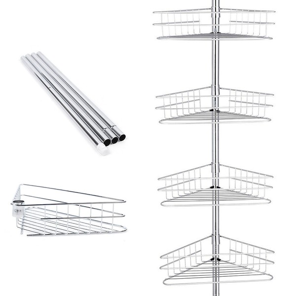 4 layer Rustproof Bathroom Corner Shelf Shower Caddy Shower Tension