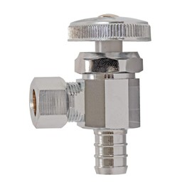Eastman 1/2 inch Crimp PEX x 3/8 inch OD Compression Multi-Turn Angle Stop Valve, Brass Plumbing Fitting, Chrome, 04341LF