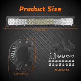 NORTHYUN 20Inch 126W LED Light Bar Aluminum License Plate Mounting Bracket Holder with 12V Rocker Switch Wiring Harness Kit for Trucks Pickup Car SUV ATV UTV SUV 4x4 12V 24V