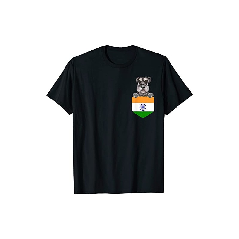 keoStore India Flag Miniature Schnauzer Dog in Pocket ds1205 T-Shirt