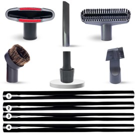 Universal 1.25 Inch Vacuum Brush Attachment Kit Compatible with All Vacuums Using 1-1/4'' Accessories - 1.25 Inch Shop Vac Accessories: Horse Hair Dust Brush, Vacuum Extension Wand and More (10 Pack)