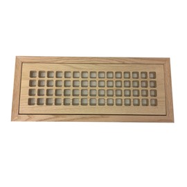 4 Inch x 14 Inch Red Oak Hardwood Vent Floor Register Flush Mount with Frame, Eggcrate Style, Unfinished