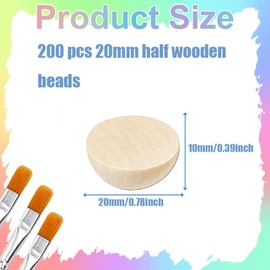 ZQYYQZ 200Pcs 20mm Half Wooden Beads, Natural Half Wooden Balls Half Crafts Balls Unfinished Split Wood Balls for Painting DIY Crafts Home Decoration Christmas Ornaments