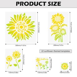 Rebanky 22 Stück Schablone Blumenmuster Frühlingsschablonen Groß Kunststoff für Malerei Wiederverwendbare Zeichenschablonen für Wand Holz, Boden, Möbel DIY Deko 5 Größen