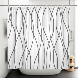 ChloropLastid Boho Black and White Line Shower Curtain 72x72 Inch Abstract Black Minimalist Geometric Striped Bath Curtain Mid Century Modern Bathroom Waterproof Fabric Decor Curtains Set