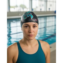escualo Gorra para Natacion I Unisex I Adulto I Modelo Ajolobrije I Silicon I Impermeable I Unitalla I Color Negro