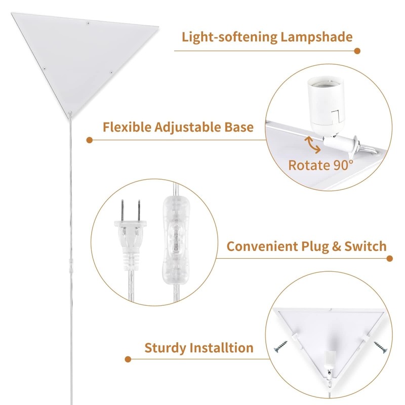 haultop Corner Light, Plug in Overhead Light with Switch, Corner