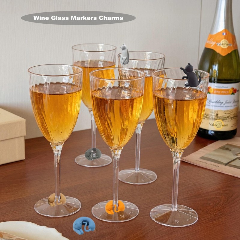 SavgU Wine Glass Charms,Silicone Wine Glass Markers,for Bar Party,Wedding, Birthday