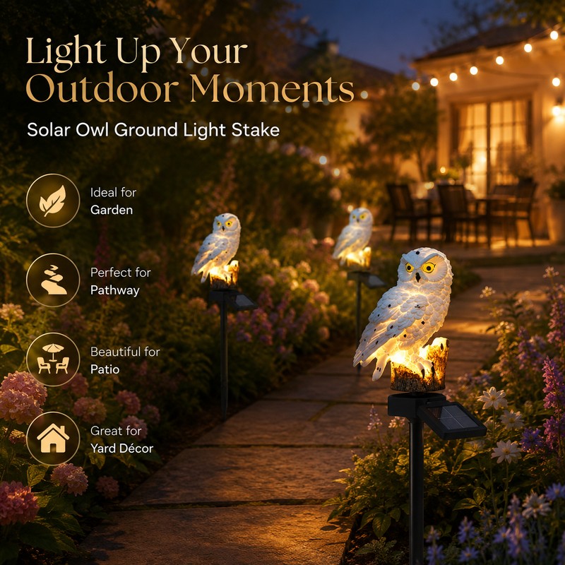 Solar Owl Garden Stake Light for Outdoor Décor – LED