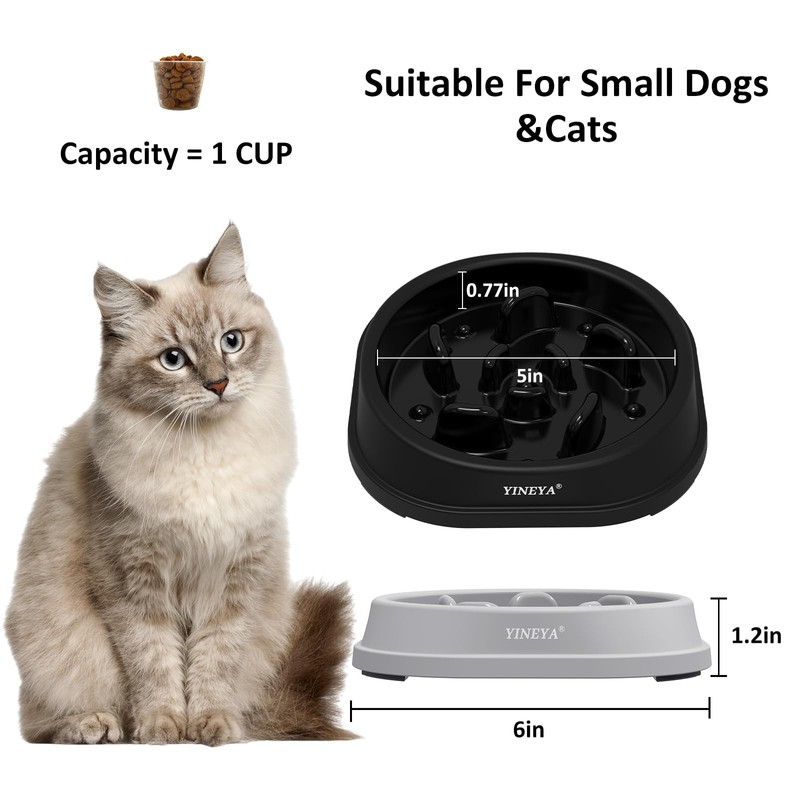 YINEYA 2Pcs Slow Feeder Dog Bowls Small Size Dog, Anti-Choking