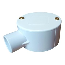 White 25mm PVC Conduit Box 1 Way Terminal Box with Lid and Screws - Pack of 1