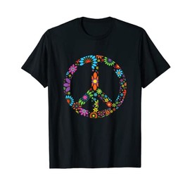 Retro Vintage Flower Design Peace Sign T-Shirt